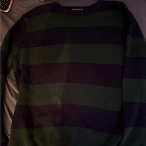 Brandy Melville Striped Green and Blue Brianna Sweater